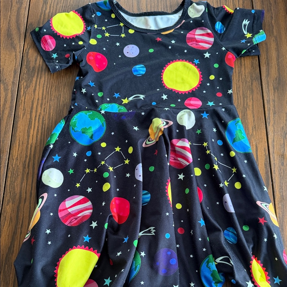 Miss Frizzle Magic School Bus Girls' Space Planet Skater Dress Costume 6/7